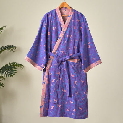 Ownkoti Butterfly Cotton Gauze Kimono Robe - image 1