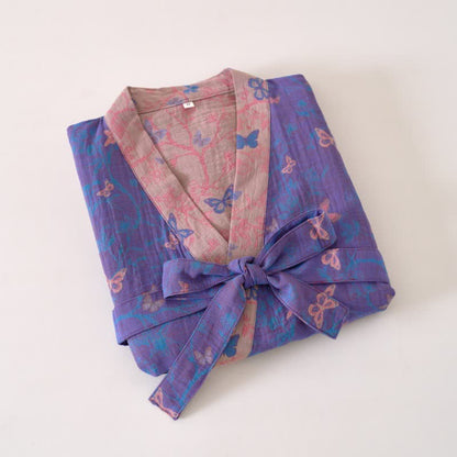 Ownkoti Butterfly Cotton Gauze Kimono Robe - image 3
