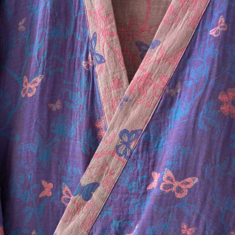 Ownkoti Butterfly Cotton Gauze Kimono Robe - image 5