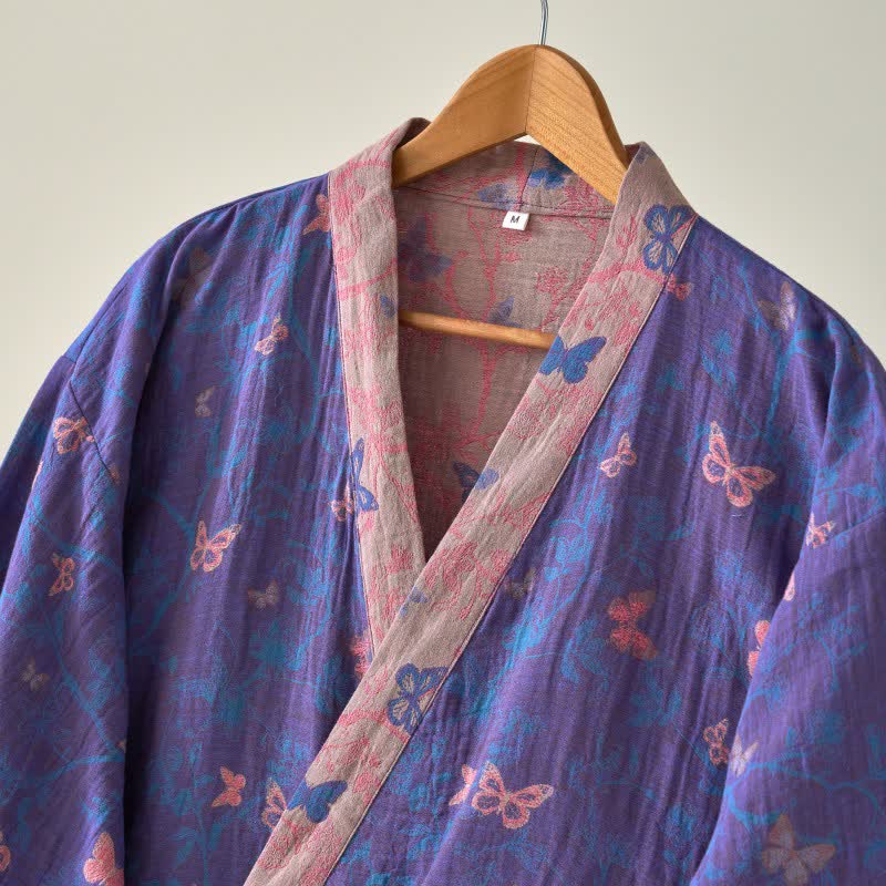 Ownkoti Butterfly Cotton Gauze Kimono Robe - image 4