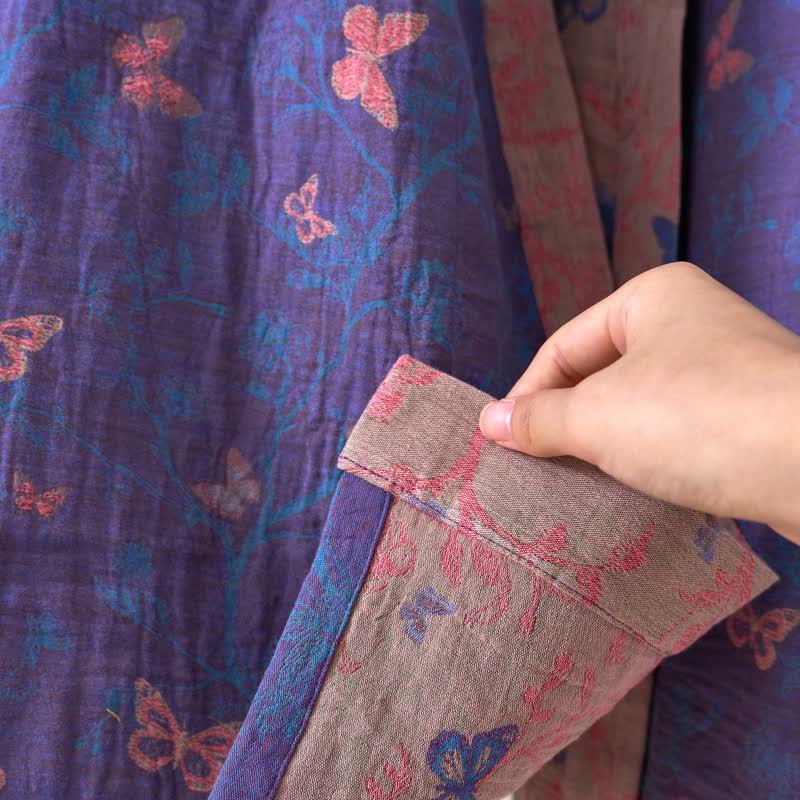 Ownkoti Butterfly Cotton Gauze Kimono Robe - image 10