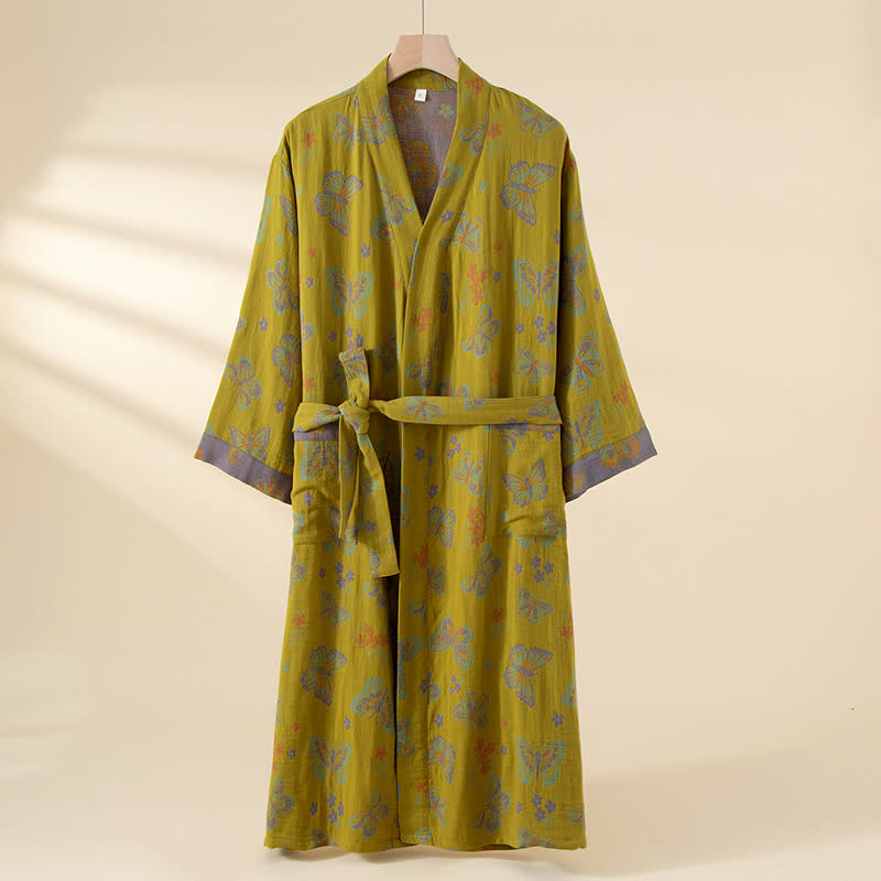 Vintage Butterfly Kimono Cotton Gauze Bathrobe - One Size - image 0
