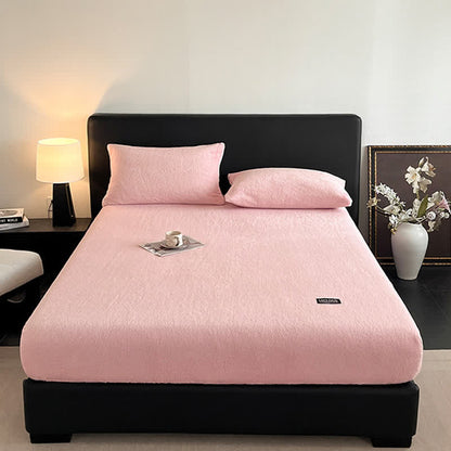 Solid Color Plush Warm Fitted Sheet - image 5
