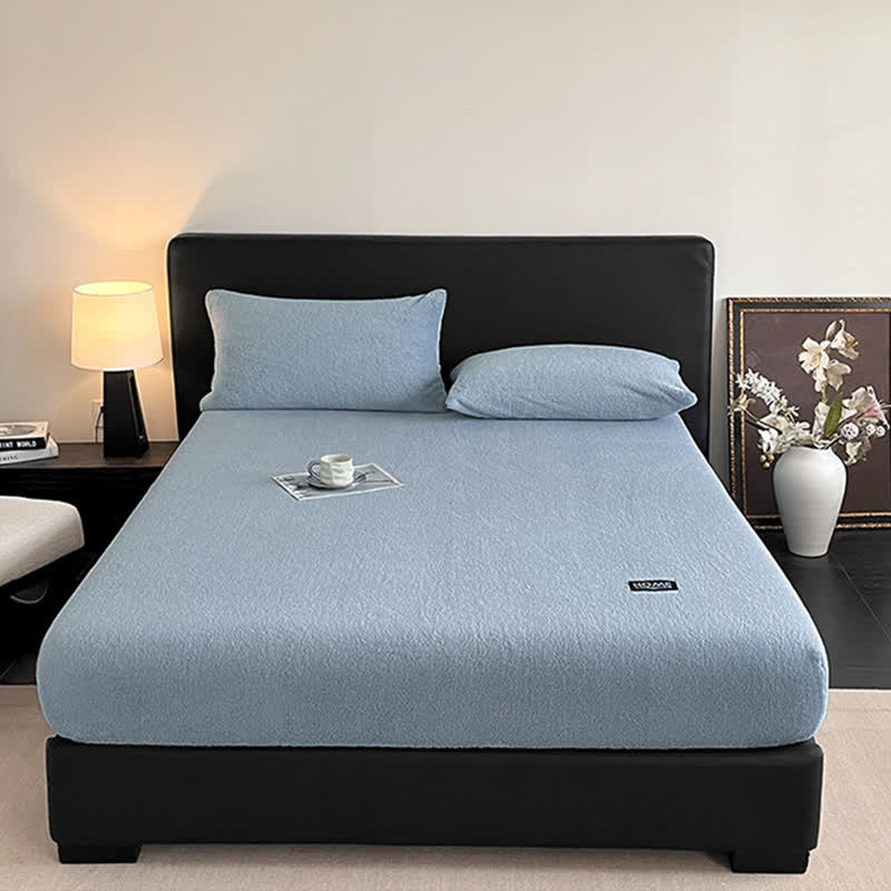 Solid Color Plush Warm Fitted Sheet - image 15