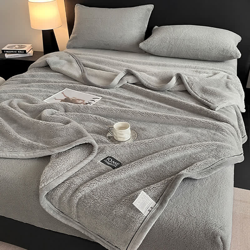 Solid Color Plush Warm Fitted Sheet - image 12