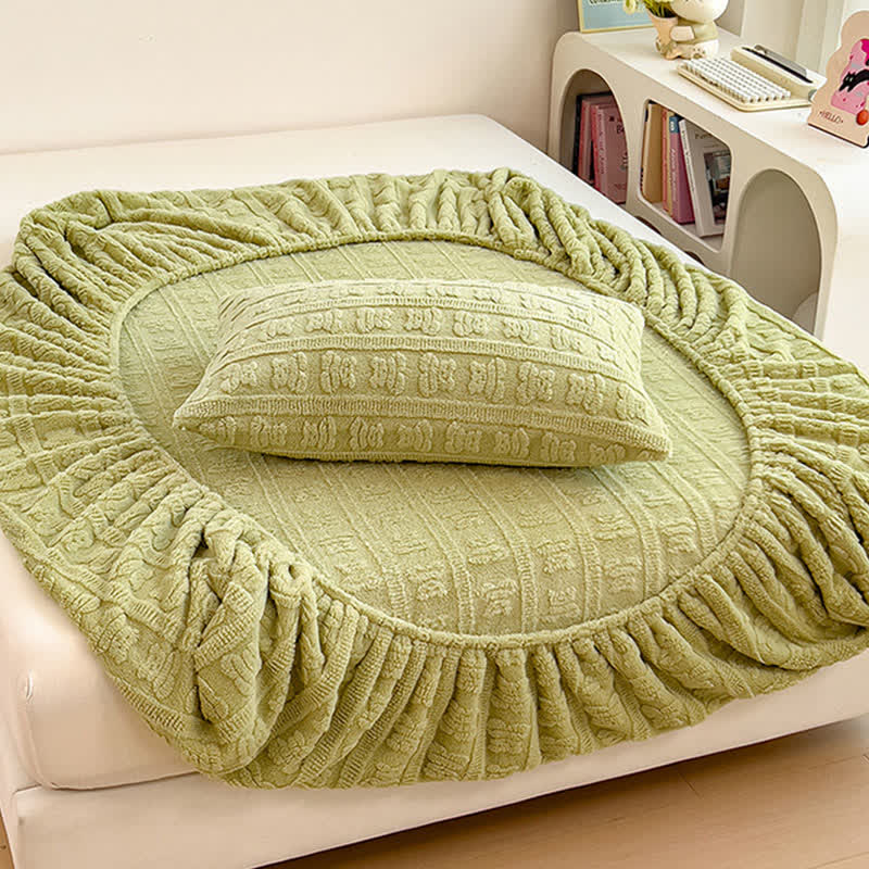 Striped Bear Fleece Warm Fitted Sheet - image 4