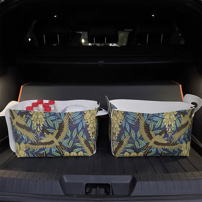 Floral Bird Waterproof Leather Storage Bin - 2PCS - 9"W x 13"L x 9"H - image 0