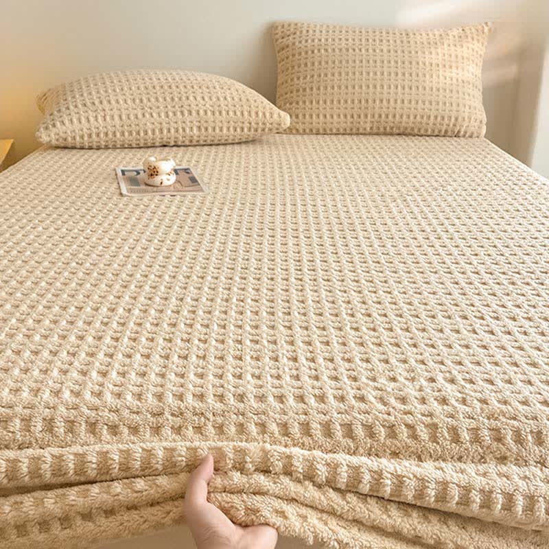 Waffle Textured Fleece Warm Fitted Sheet - image 5