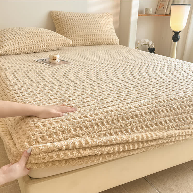 Waffle Textured Fleece Warm Fitted Sheet - image 6
