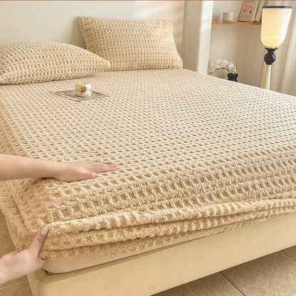 Waffle Textured Fleece Warm Fitted Sheet - image 6