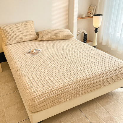 Waffle Textured Fleece Warm Fitted Sheet - image 3