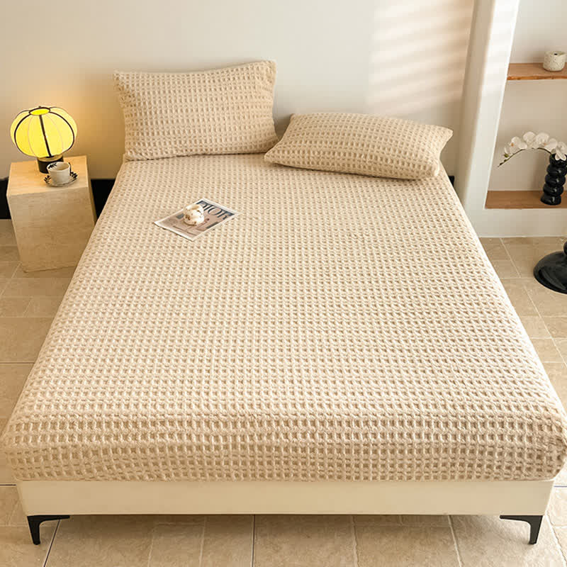 Waffle Textured Fleece Warm Fitted Sheet - image 2