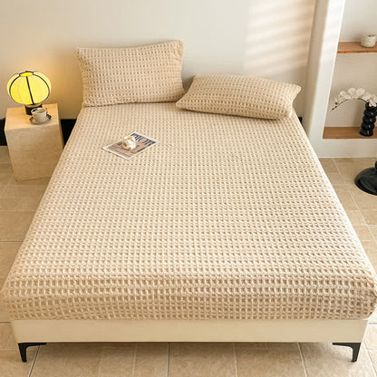 Waffle Textured Fleece Warm Fitted Sheet - image 2