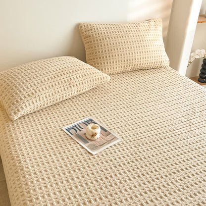 Waffle Textured Fleece Warm Fitted Sheet - image 7