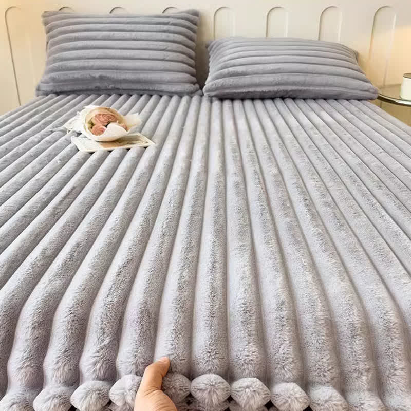 Simple Plush Fleece Warm Fitted Sheet - image 6