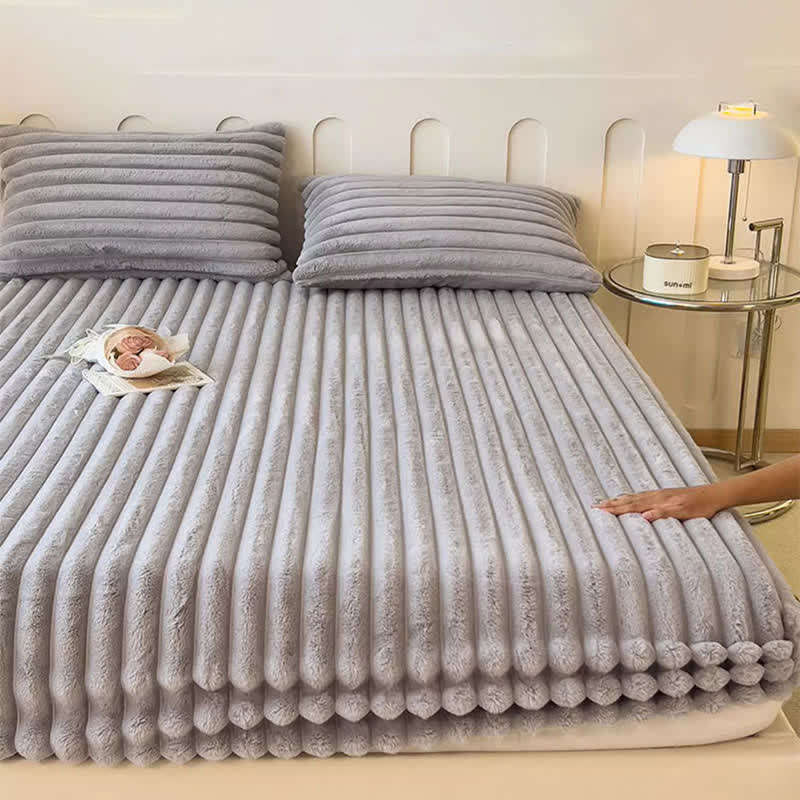 Simple Plush Fleece Warm Fitted Sheet - image 7