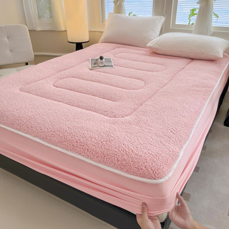 Solid Color Sherpa Warm Fitted Sheet - Pink - King - image 8