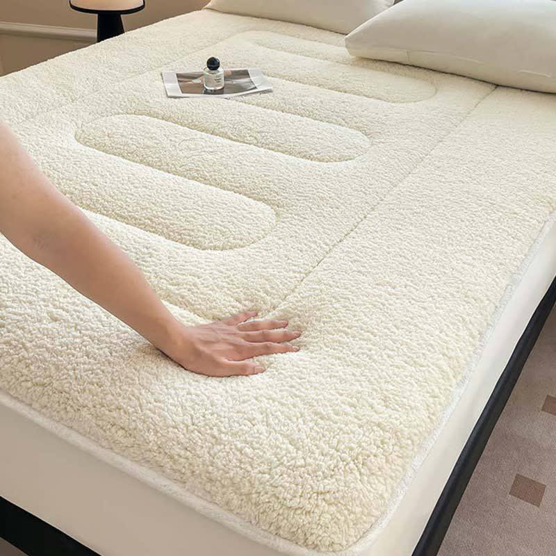 Solid Color Sherpa Warm Fitted Sheet - image 4