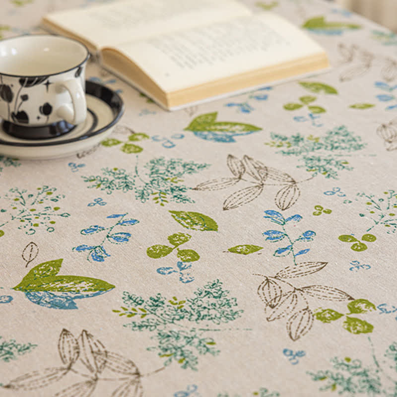 Fresh Leaf Print Tassel Tablecloth - image 3