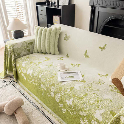Dreamy Butterfly Chenille Sofa Throw Blanket - Green - 71" x 134" - image 0