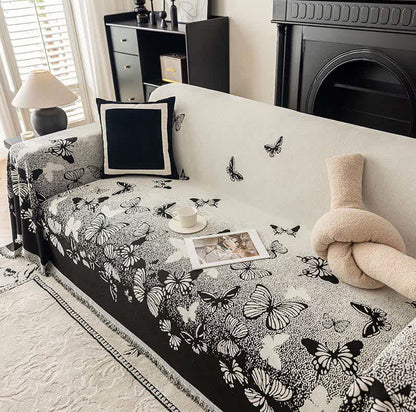 Dreamy Butterfly Chenille Sofa Throw Blanket - Black - 71" x 134" - image 2