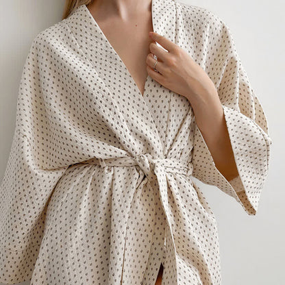 Ownkoti Polka Dot Print Cotton Long Robe - image 5