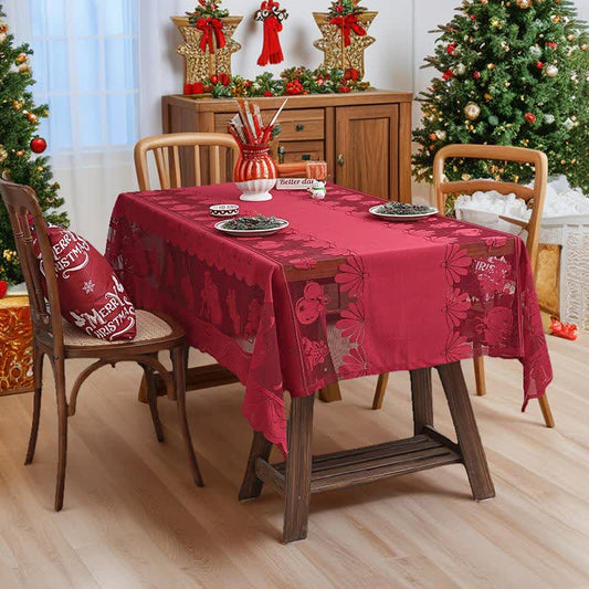 Christmas Embroidered Lace Decorative Tablecloth - 55" x 102" - image 0
