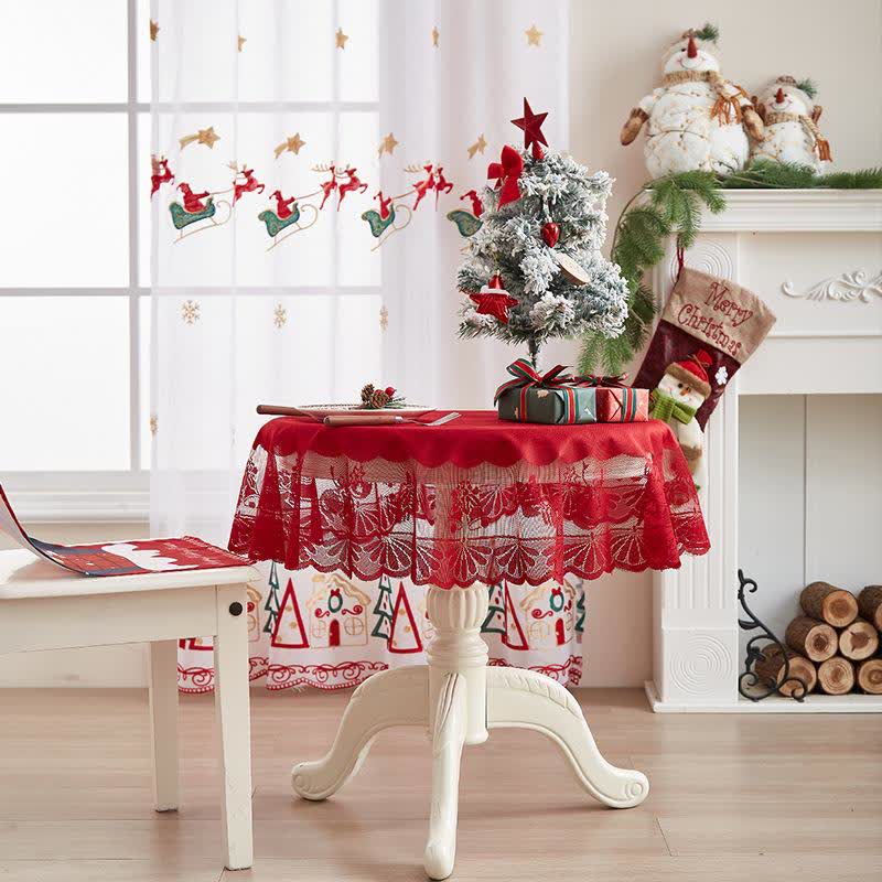 Christmas Embroidered Lace Decorative Tablecloth - image 6
