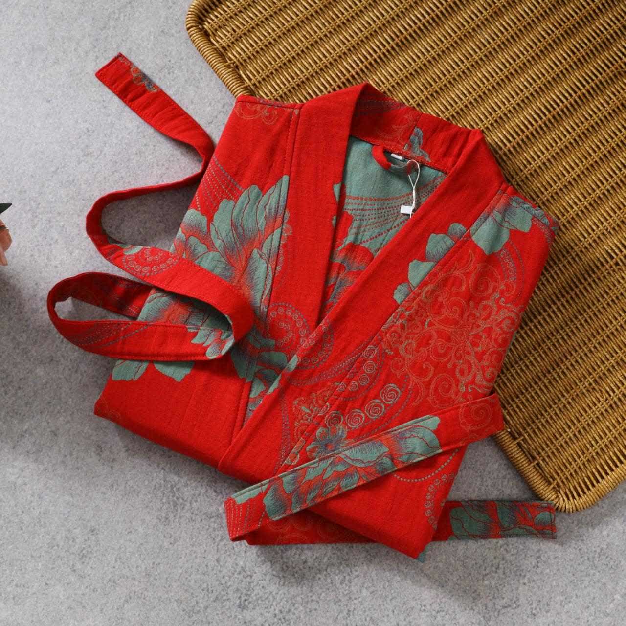Peony Cotton Gauze Yukata Robe - image 1