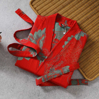Peony Cotton Gauze Yukata Robe - image 1