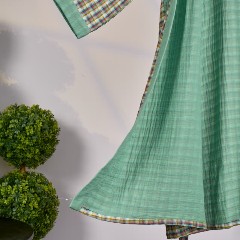 Ownkoti Plaid Cotton Gauze Kimono Yukata Robe - image 3