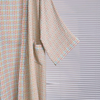 Ownkoti Colorful Gingham Cotton Gauze Kimono Robe - image 4