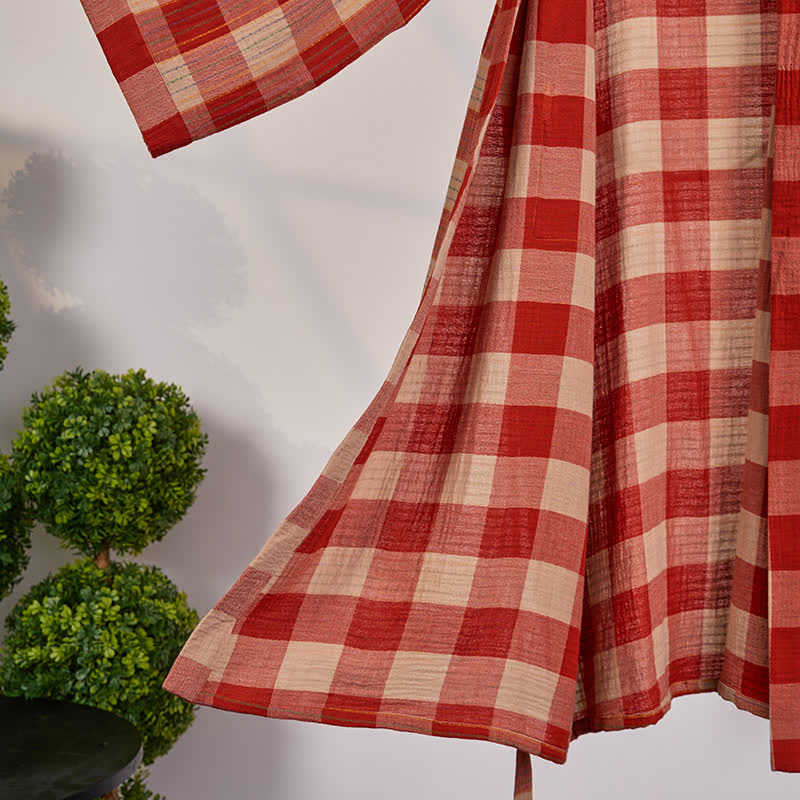 Ownkoti Classic Plaid Cotton Gauze Kimono Robe - image 3