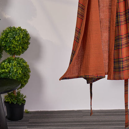 Vintage Plaid Cotton Gauze Kimono Robe - image 4