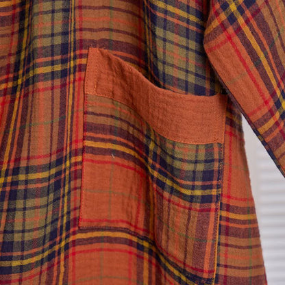 Ownkoti Vintage Plaid Cotton Gauze Kimono Robe - image 3