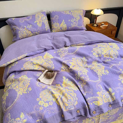 Luxurious Peony Cotton Gauze Bedding Set(4PCS) - image 1