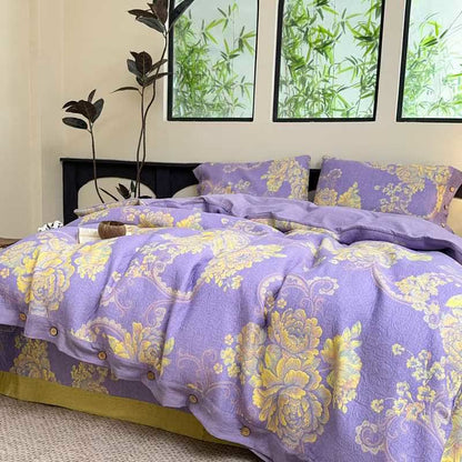 Luxurious Peony Cotton Gauze Bedding Set(4PCS) - image 2
