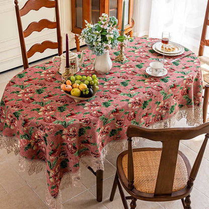 Elegant Lace Trim Floral Tablecloth - image 4