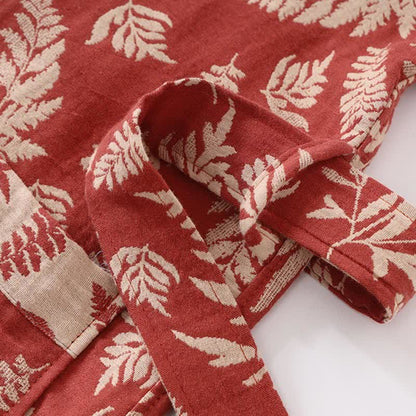Leaf Cotton Gauze Kimono Yukata Robe - image 3