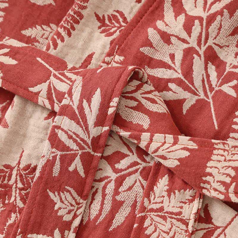 Leaf Cotton Gauze Kimono Yukata Robe - image 4