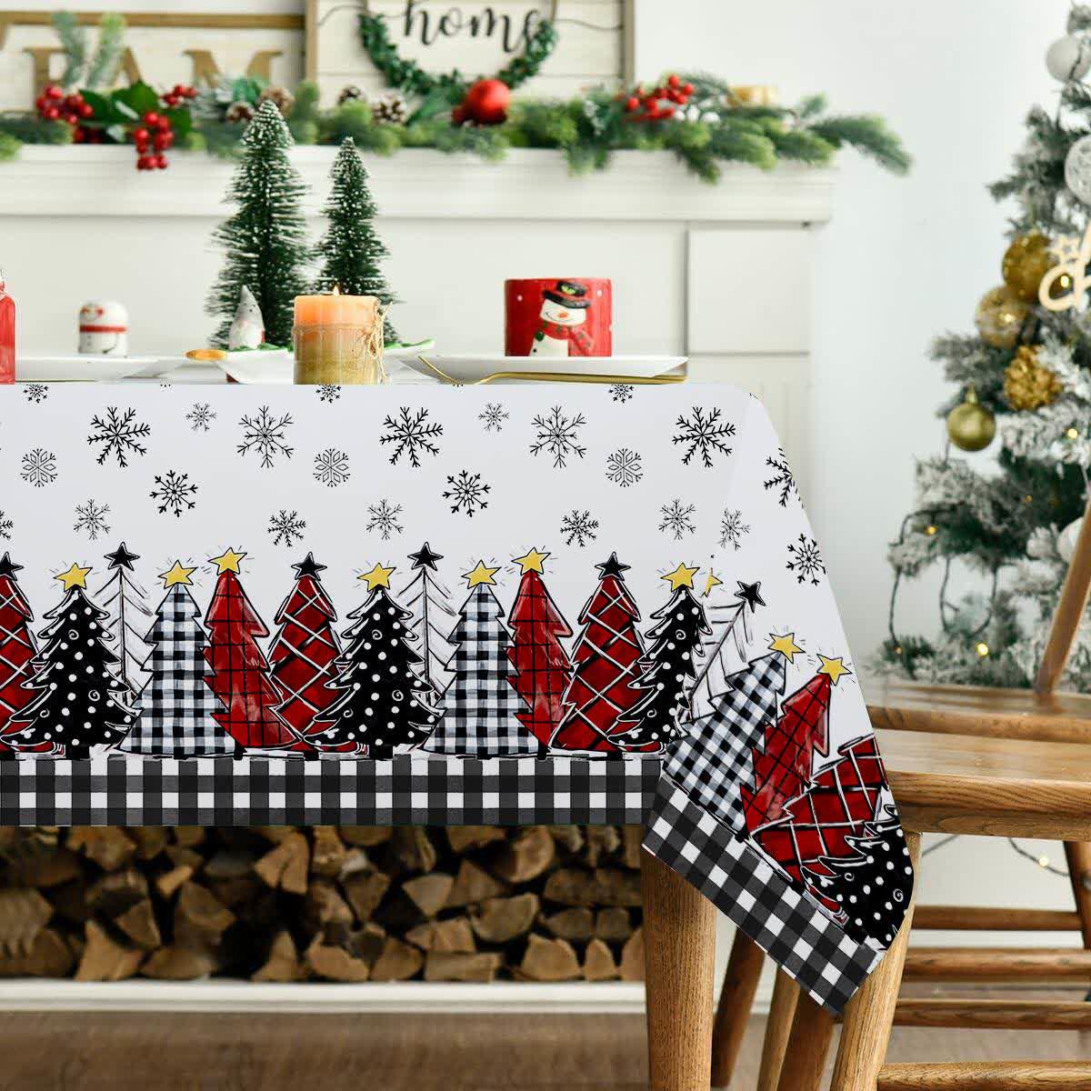 Christmas Tree Snowflake Print Tablecloth - image 3