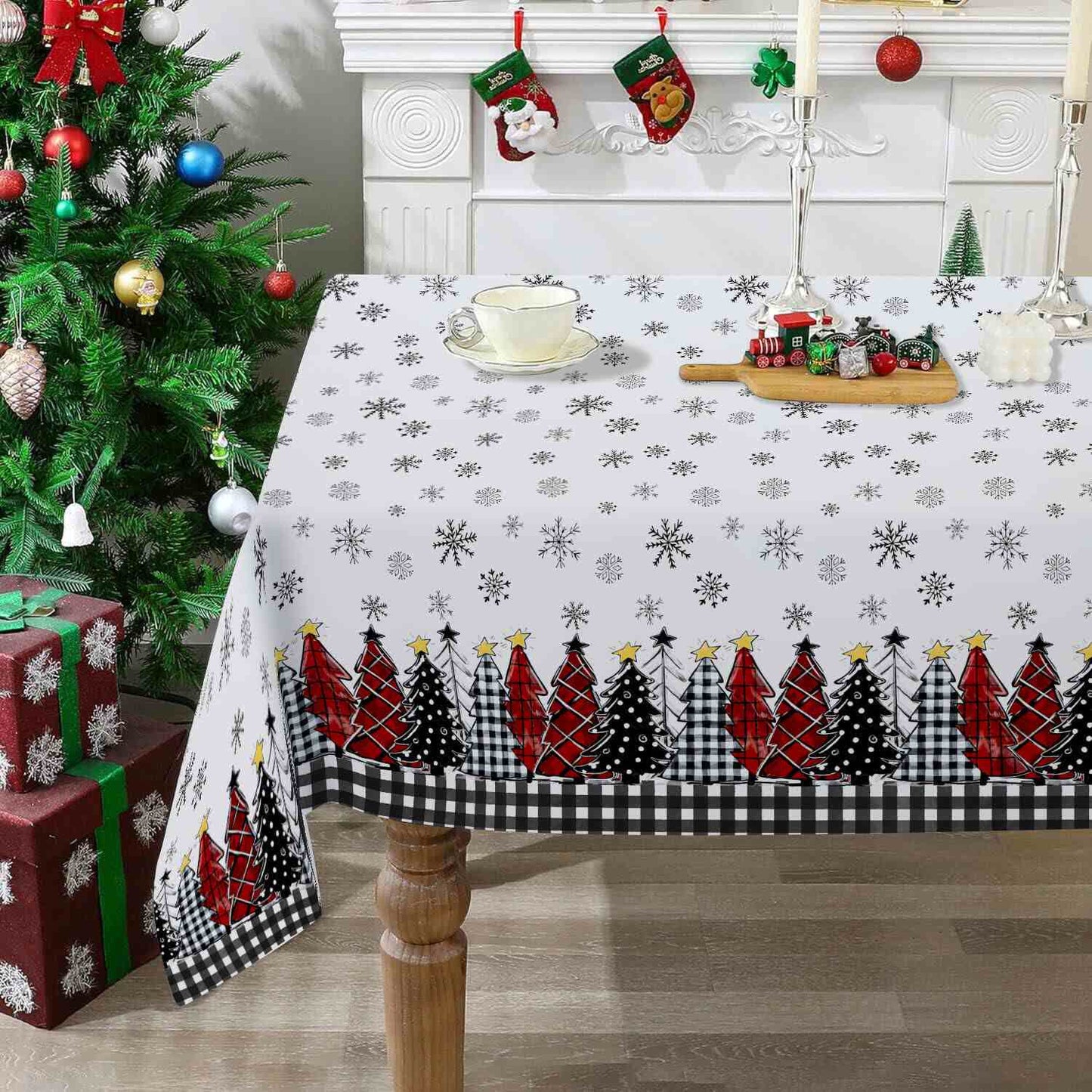 Christmas Tree Snowflake Print Tablecloth - image 4