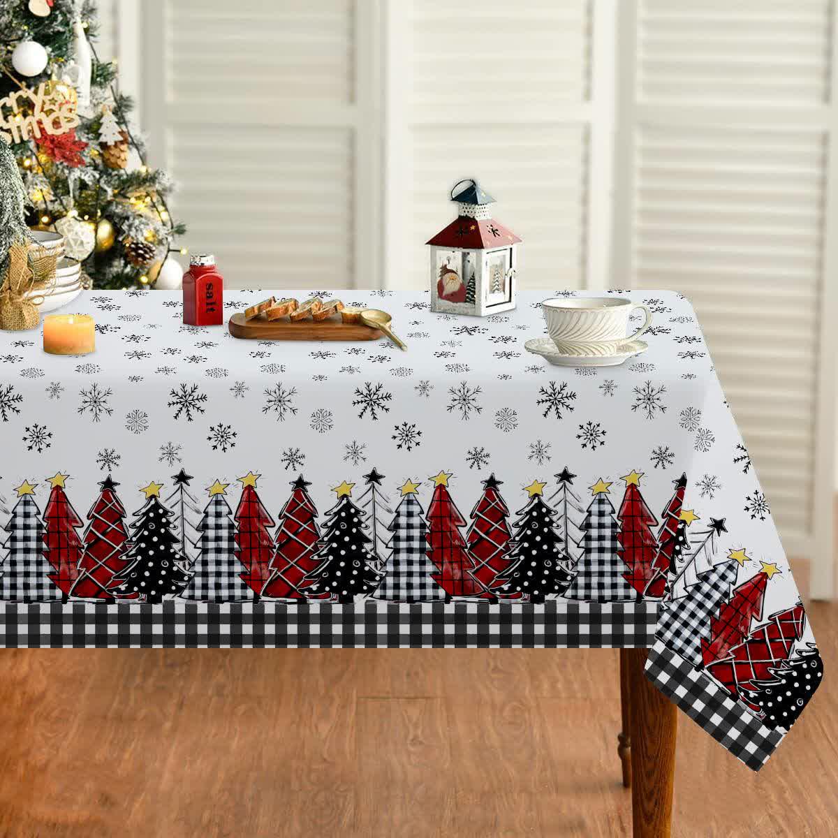 Christmas Tree Snowflake Print Tablecloth - image 5
