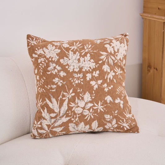 Ownkoti Floral Leaf Throw Pillow with Insert - Khaki - 18" x 18" - image 0