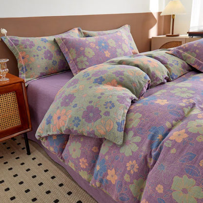 Elegant Floral Jacquard Cotton Gauze Bedding  - image 1
