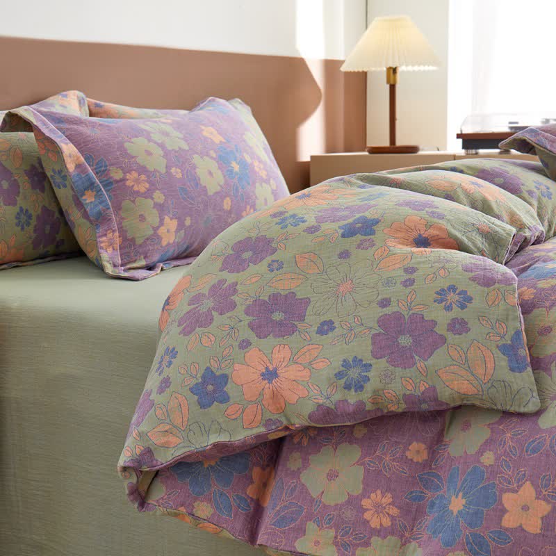 Elegant Floral Jacquard Cotton Gauze Bedding  - image 2