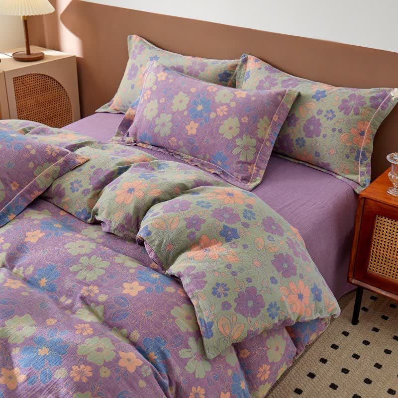 Elegant Floral Jacquard Cotton Gauze Bedding  - Bedding Set - King - image 0