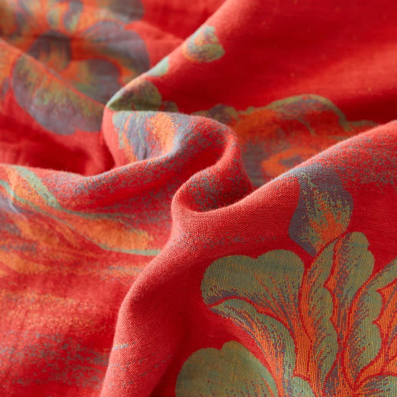 Luxurious Peony Jacquard Cotton Gauze Bedding  - image 3