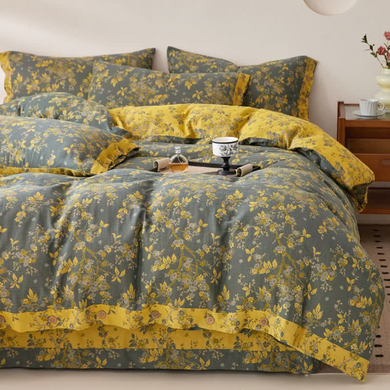 Plum Blossom Jacquard Cotton Gauze Bedding - Bedding Set - King - image 0