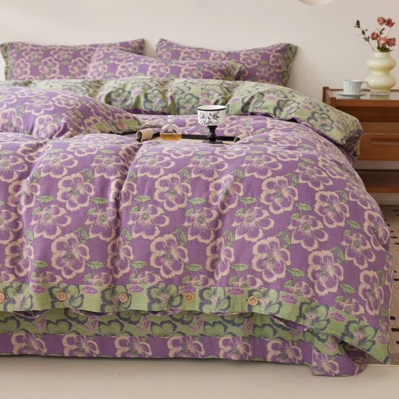 Ownkoti Peach Blossom Jacquard Cotton Gauze Bedding - Bedding Set - King - image 0